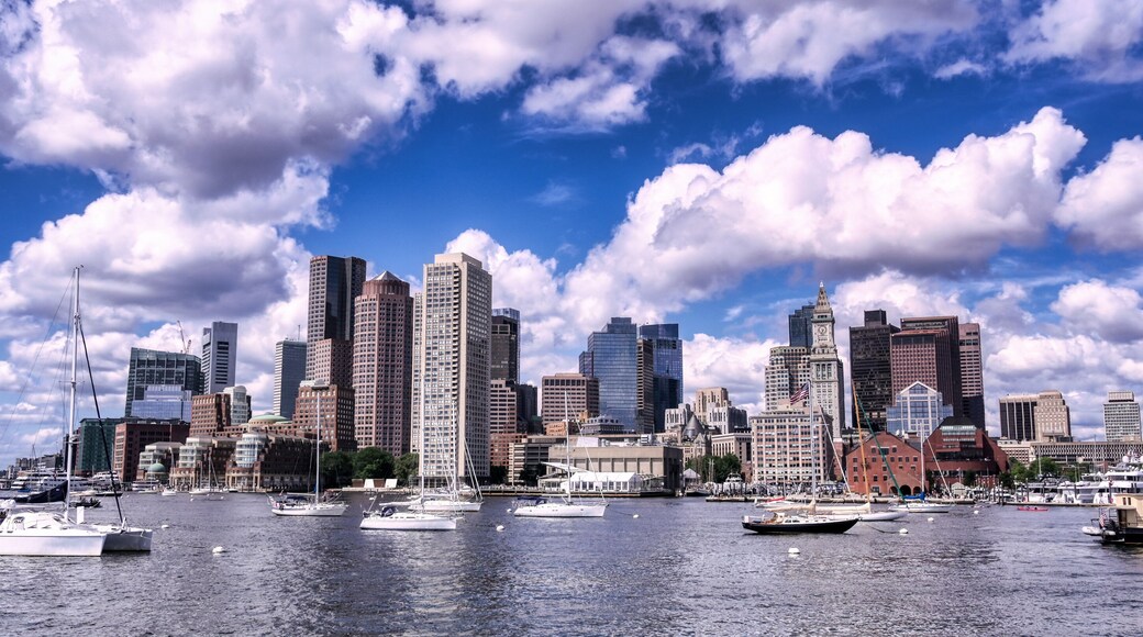 The Boston, Massachusetts skyline from Boston Harbor.