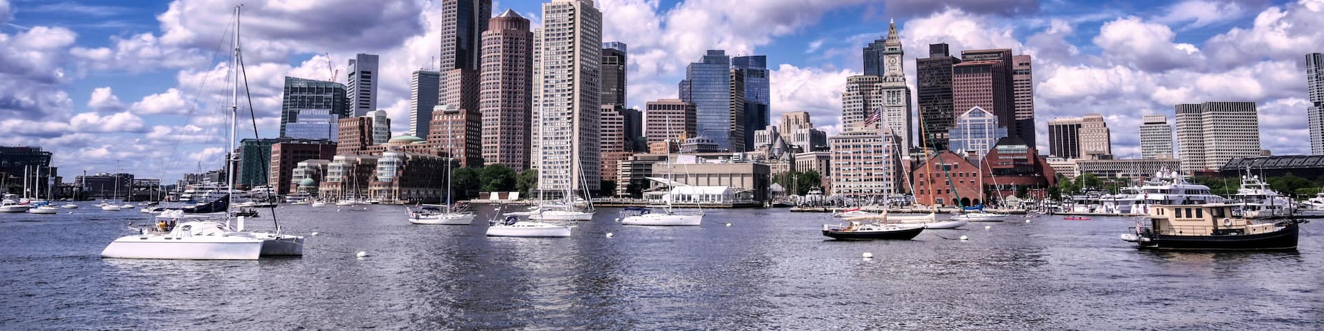 The Boston, Massachusetts skyline from Boston Harbor.