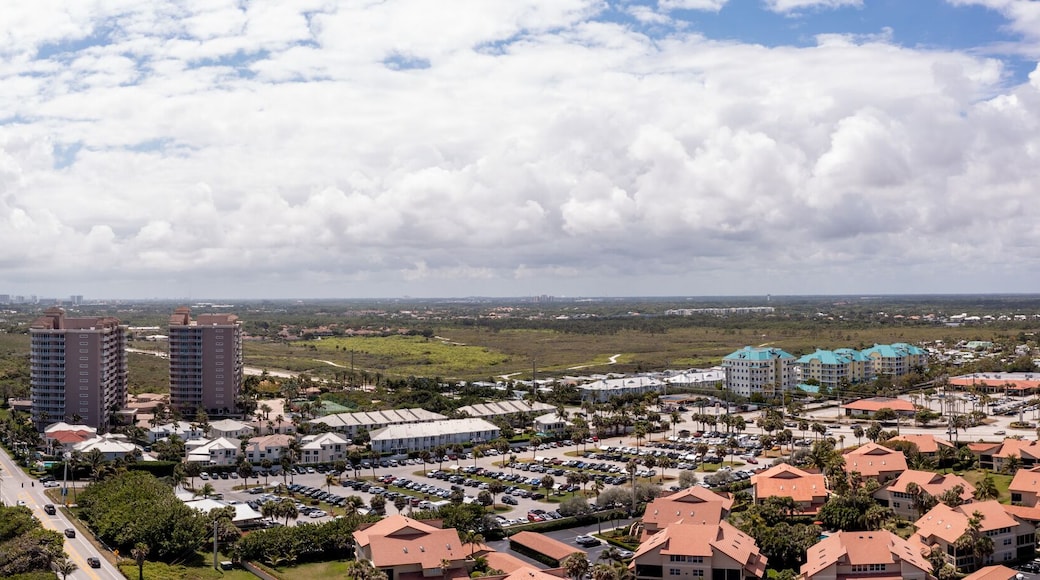 Aerial panorama Juno Beach Fishing Pier Florida coastline stitched photo