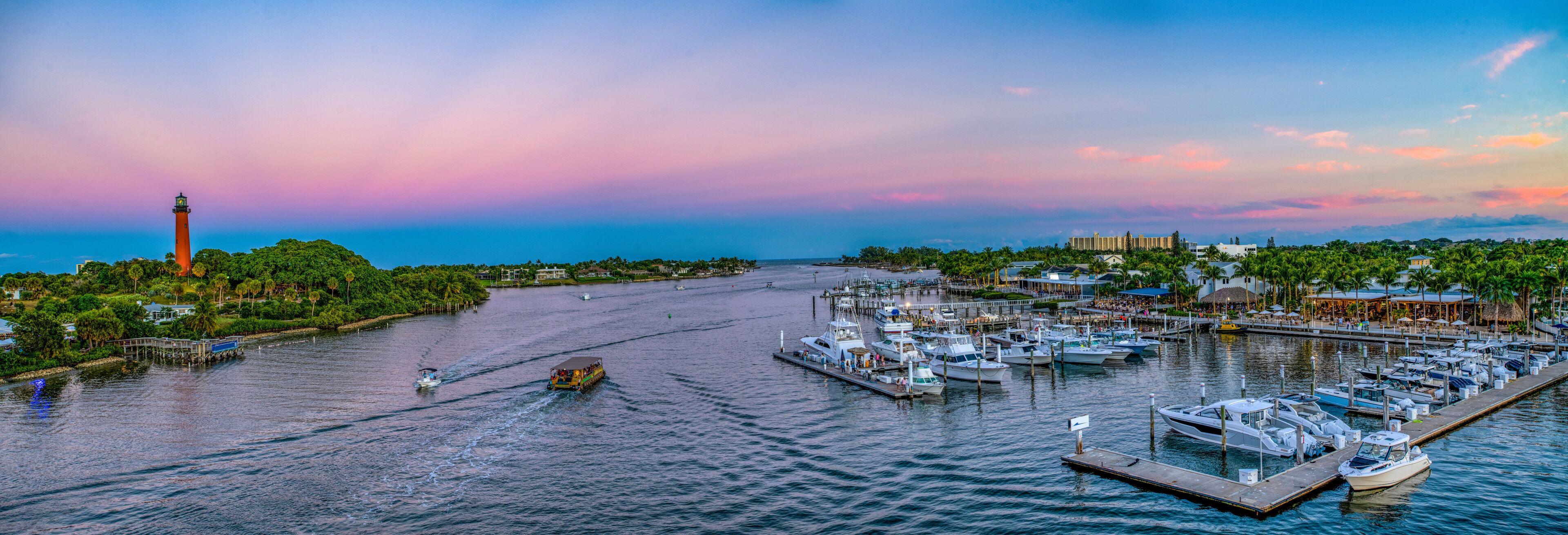 panoramic view of sundown at Jupiter Inlet