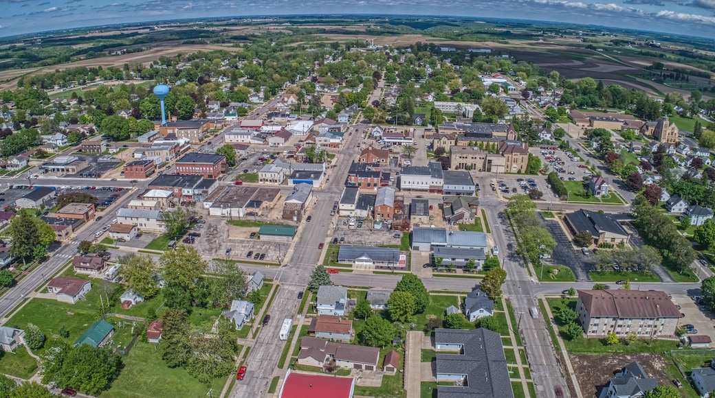 Aerial View of the small minnesota town of Caledonia
