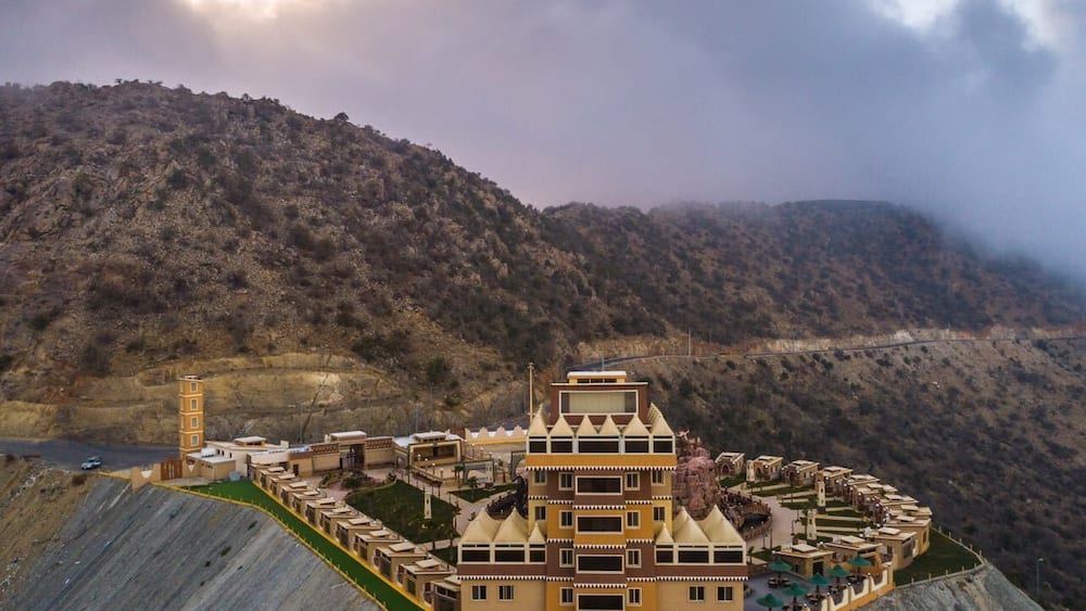 (Al-Burj Restaurant in Al-Baha city)
is a city in the west of Saudi Arabia in the Hejaz area. It is the capital of Al Bahah Region, and is one of the Kingdom's prime tourist attractions. It enjoys a pleasant climate and is surrounded by more than forty forests, including Raghdan, al Zaraeb and Baidan. Al Baha is the headquarters of the Governor, local councils and branches of governmental departments. Receiving the state's special attention, the city of Al Baha abounds in educational, tourist and 87bh institutions. It is considered the capital of the Ghamdi and Zahrani tribes in Saudi Arabia, and most of its inhabitants are from the native tribes.