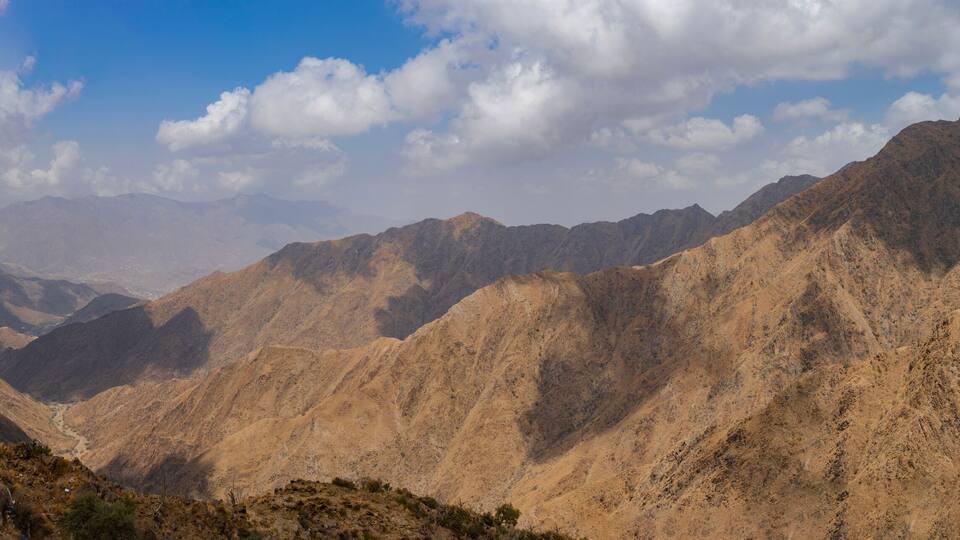 Panoramic views of the Al Souda Mountains, west Saudi Arabia