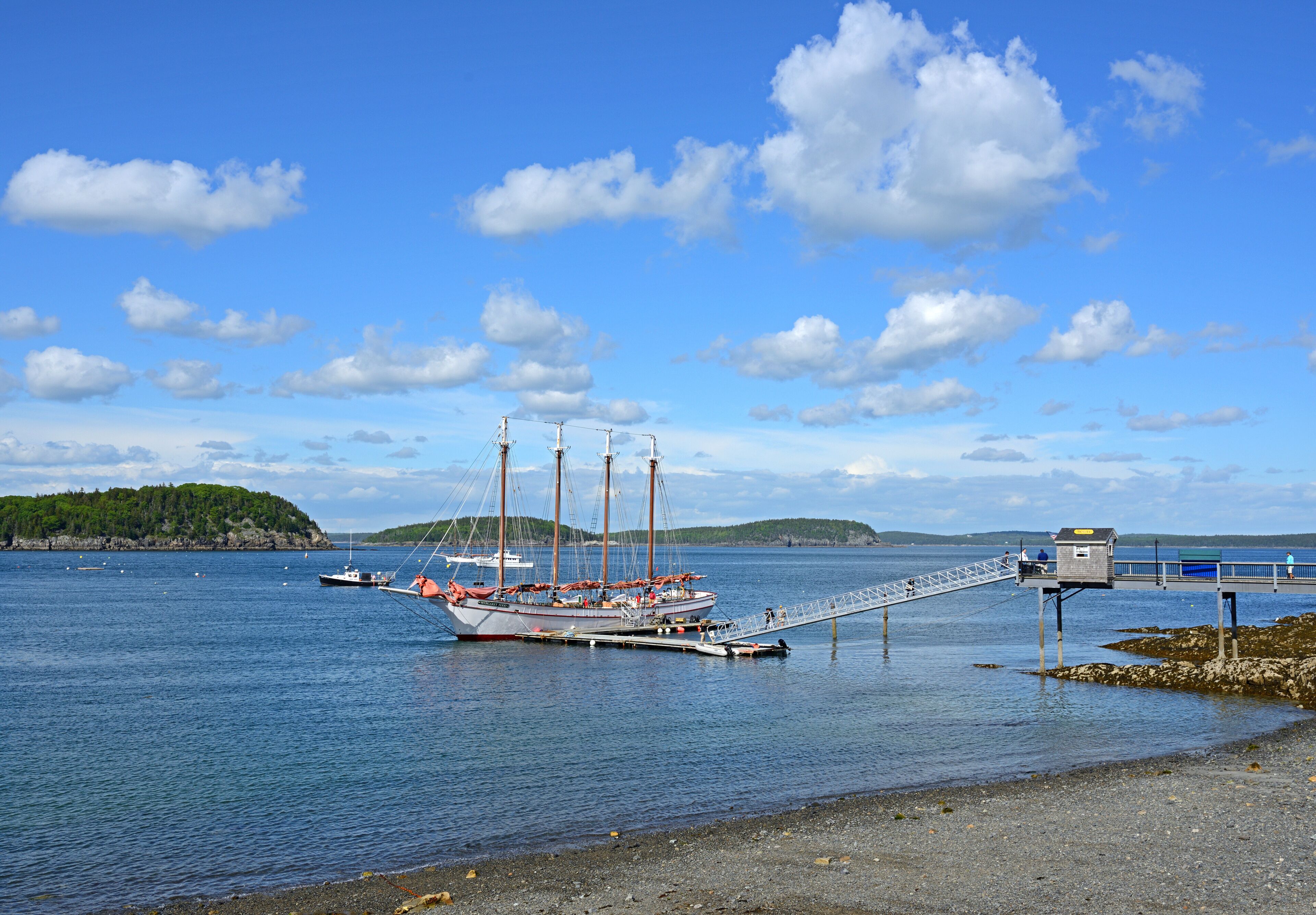 Four-masted schooner Margaret Todd in Frenchman Bay. Bar Harbor, Maine, United States