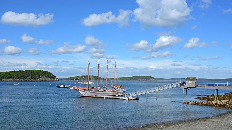 Four-masted schooner Margaret Todd in Frenchman Bay. Bar Harbor, Maine, United States