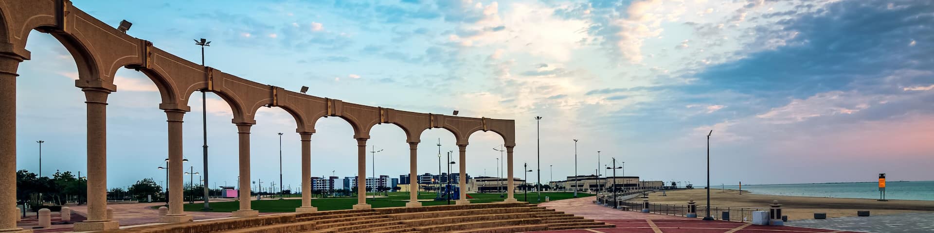 Morning view in Fanateer Beach - Al Jubail City,Saudi Arabia. (Selective focused background blurred)