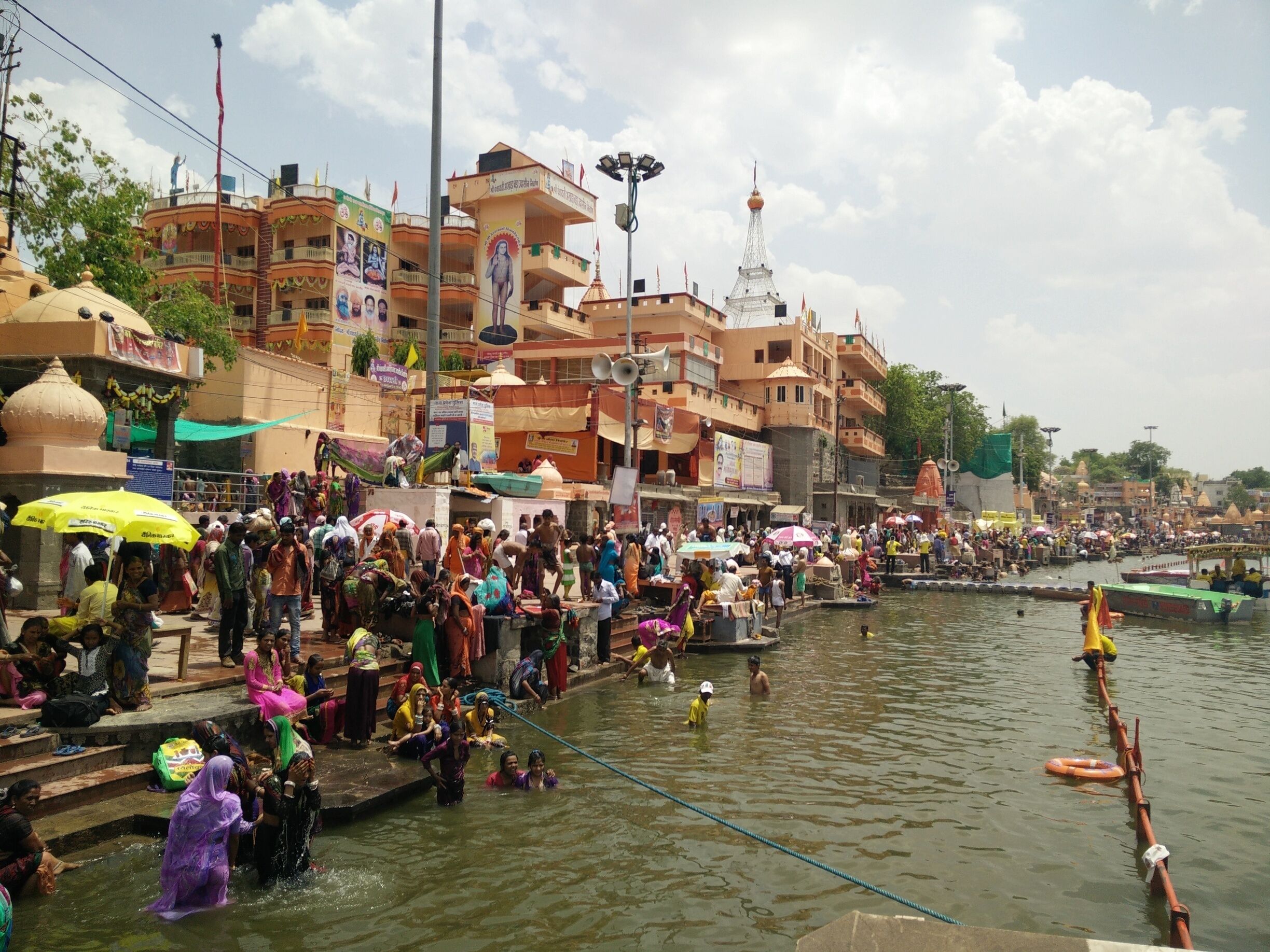 Ghat (bathing place) at Kshipra river in Ujjain during Simhasth Kumbhmela.