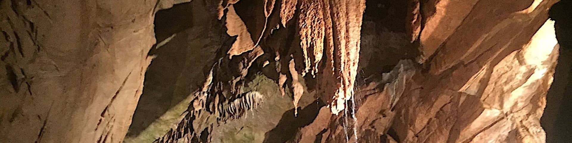 Water dripping off a stalactite 40 feet high
