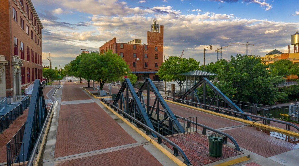Bridge over a canal in Bricktown, Oklahoma City, Oklahoma, United States of America.
