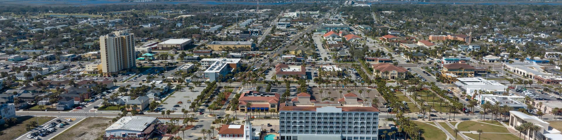 Aerial view of Jacksonville Beach, Florida in a sunny beautiful day.