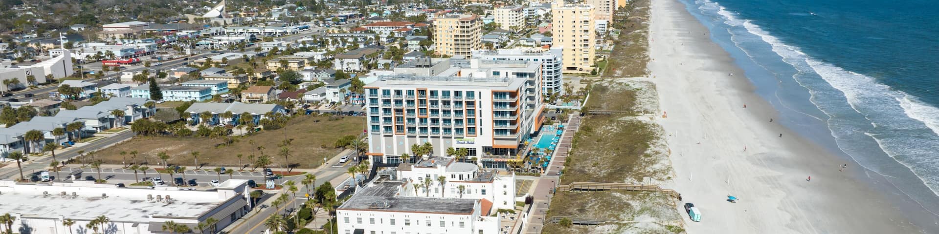 Aerial view of Jacksonville Beach, Florida in a sunny beautiful day.