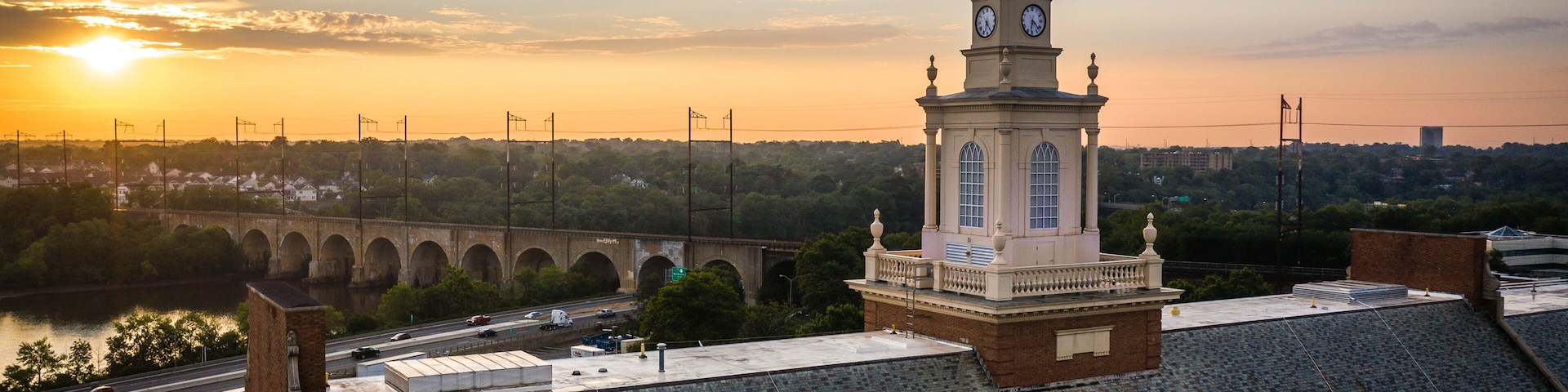 Aerial Sunrise of Rutgers University New Brunswick New Jersey