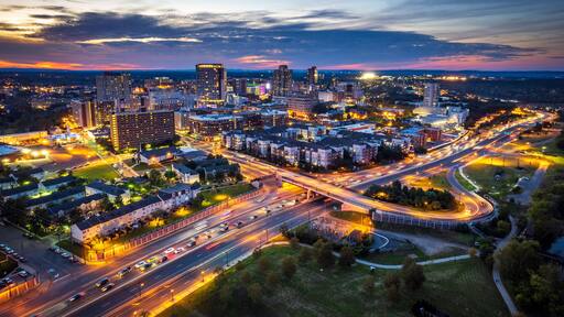 Aerial Drone Sunset in New Brunswick New Jersey