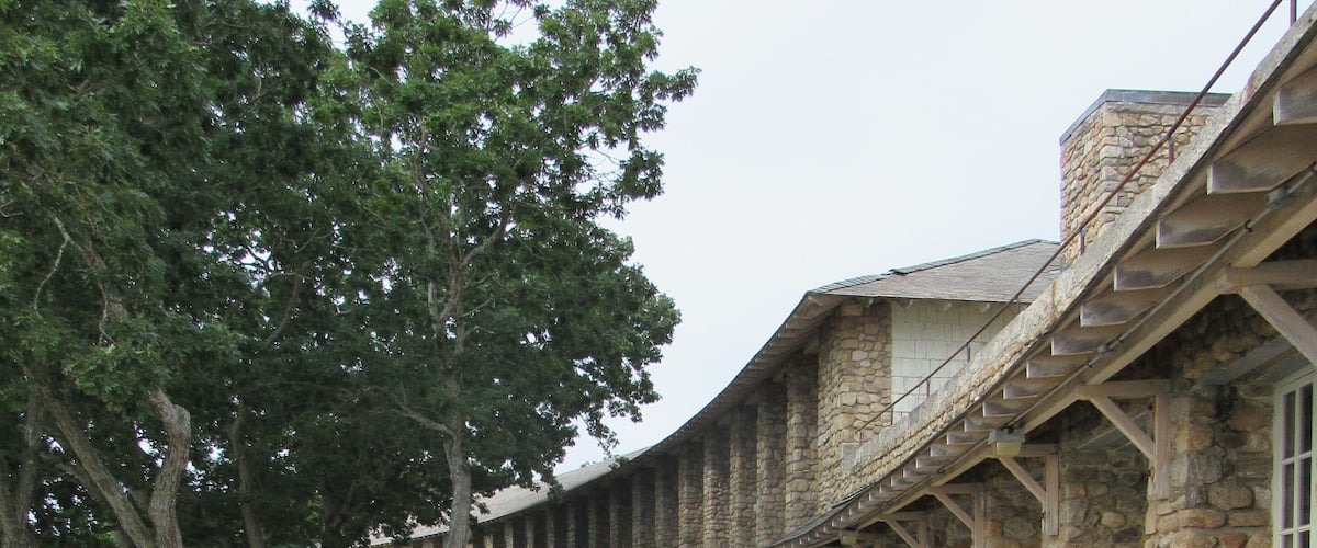 View of old cobblestone architecture from the 1930s in Rocky Neck State Park in East Lyme, Connecticut