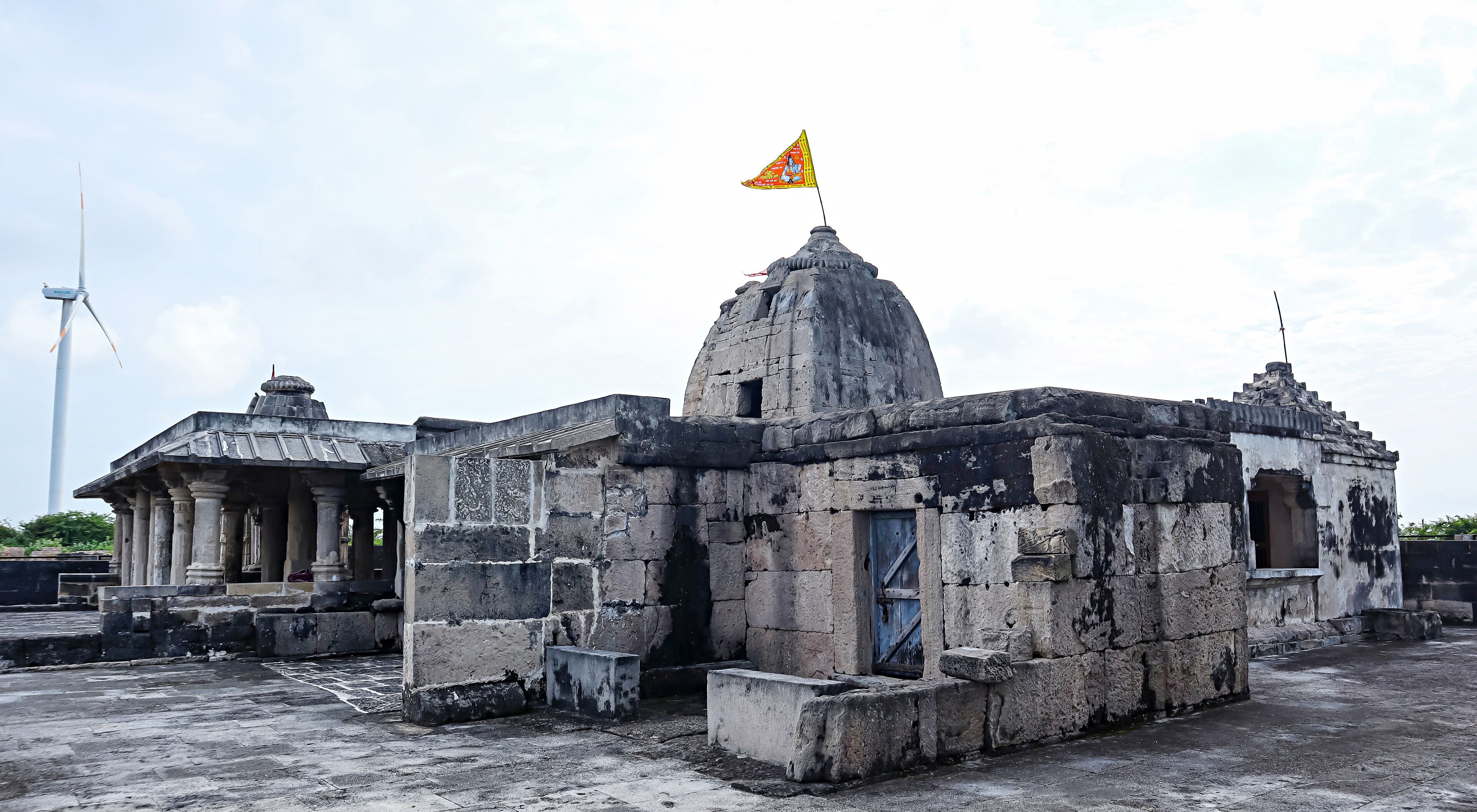 View of Kaneshwar Mahadev Temple, an ancient marvel built in the 13th century, Devbhoomi Dwarka, Gujarat, India.