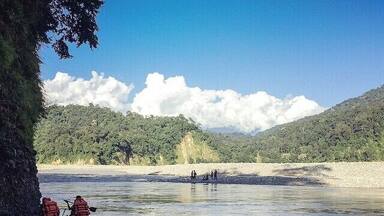 Crossing river Noa Dehing on a inflatable raft at Deban, #Namdapha National park, #Arunachal. Surrounded by evergreen forest, Deban is the farthest motor-able point and a base for treks & hikes inside the park. #India #Travel #photography