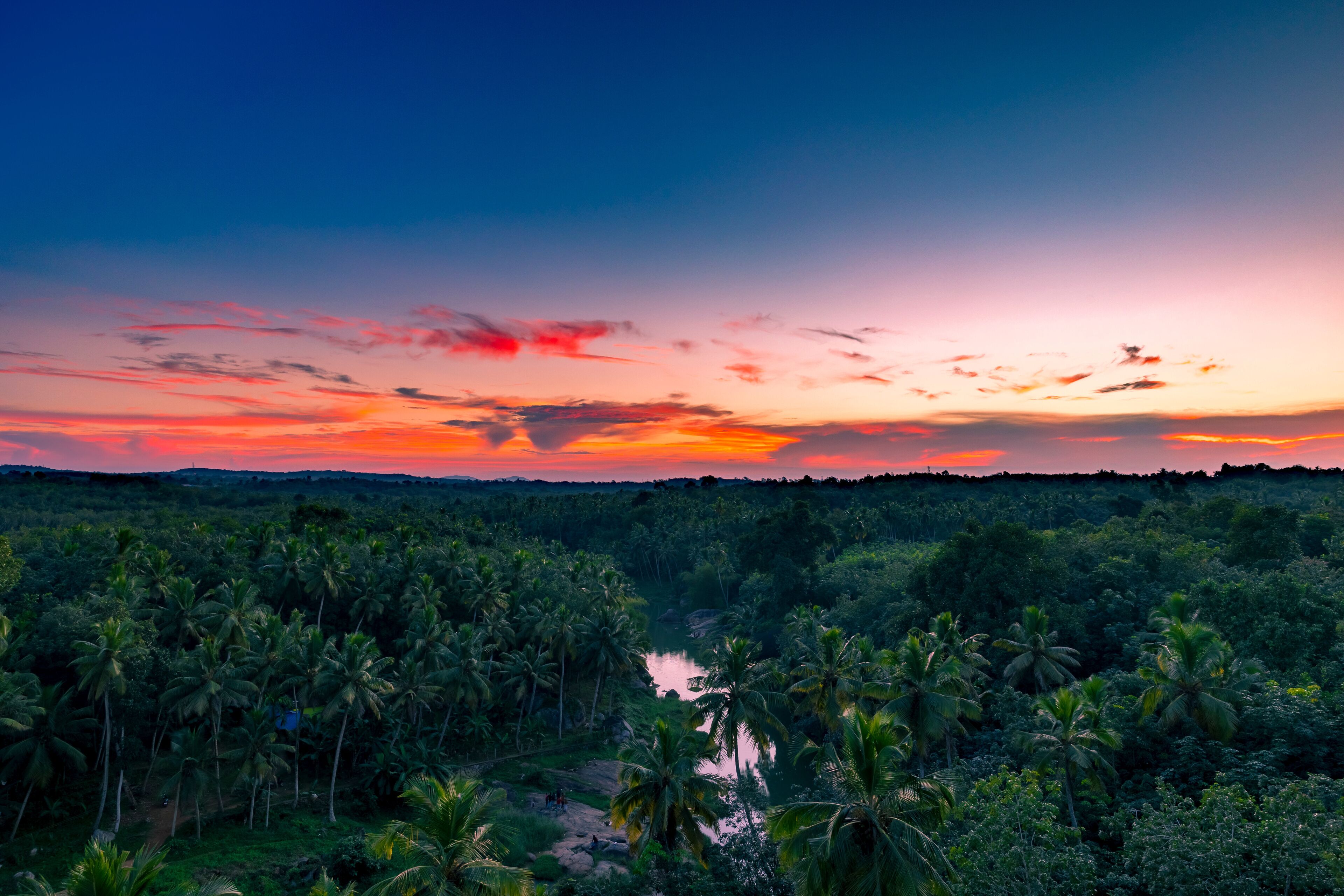 Greenery Landscapes view from the top of Mathur Aqueduct, Kanyakumari, Tamil Nadu. India.