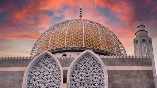 Beautiful mosque dome at sunset in Jombang, East Java, Indonesia