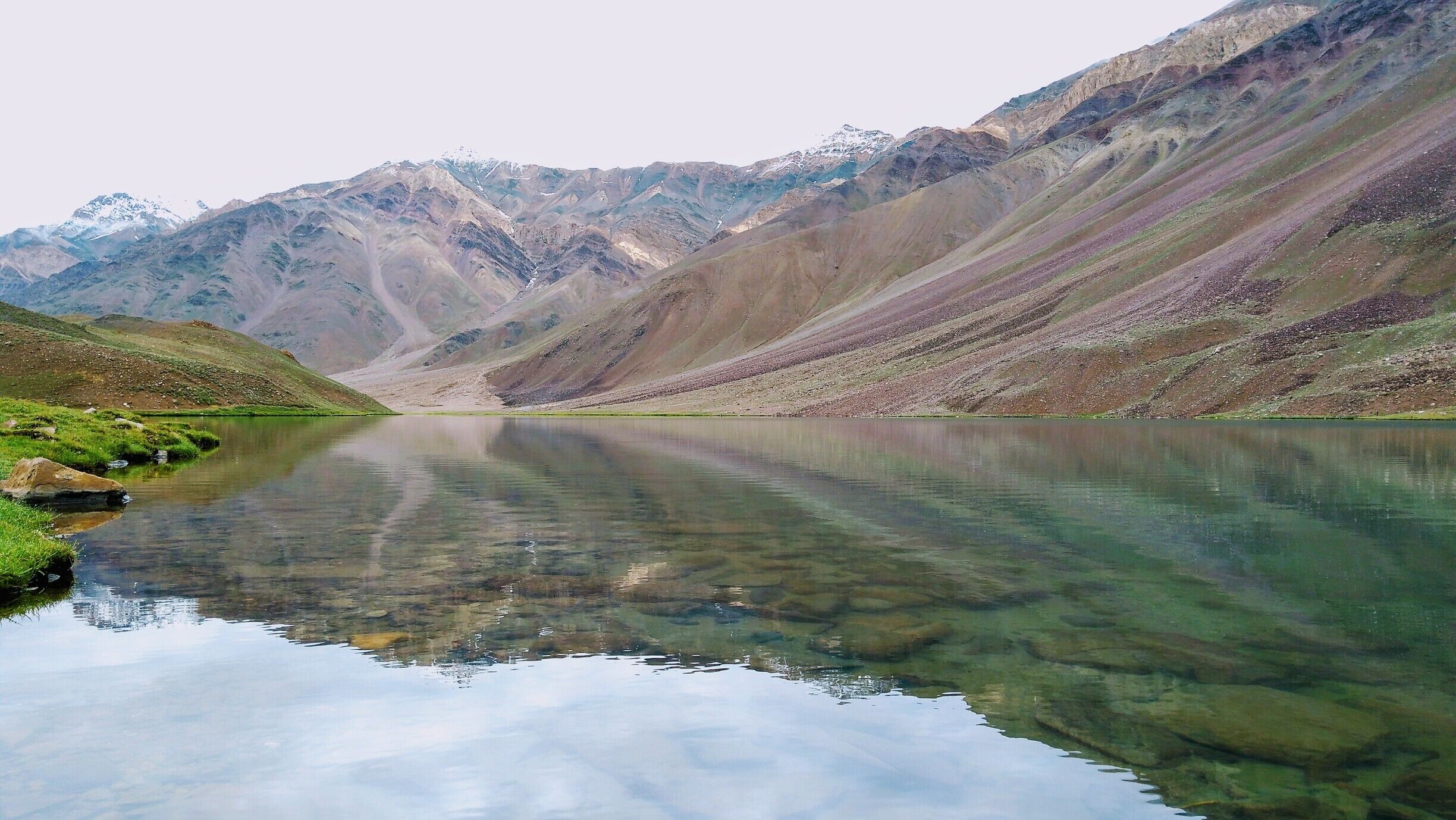 Crystal clear water, early morning walk up to Chandratal. 