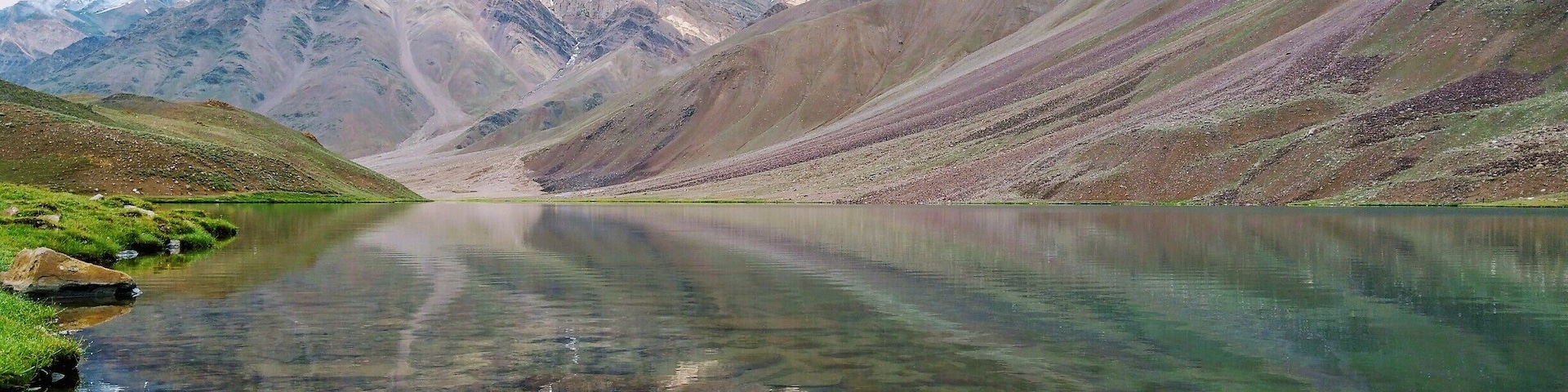 Crystal clear water, early morning walk up to Chandratal.