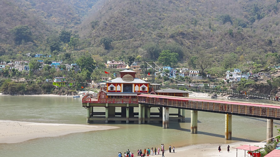 Dhari Devi Temple, situated in the middle of Alaknanda River in Dhari, Srinagar, Uttarakhand, India.