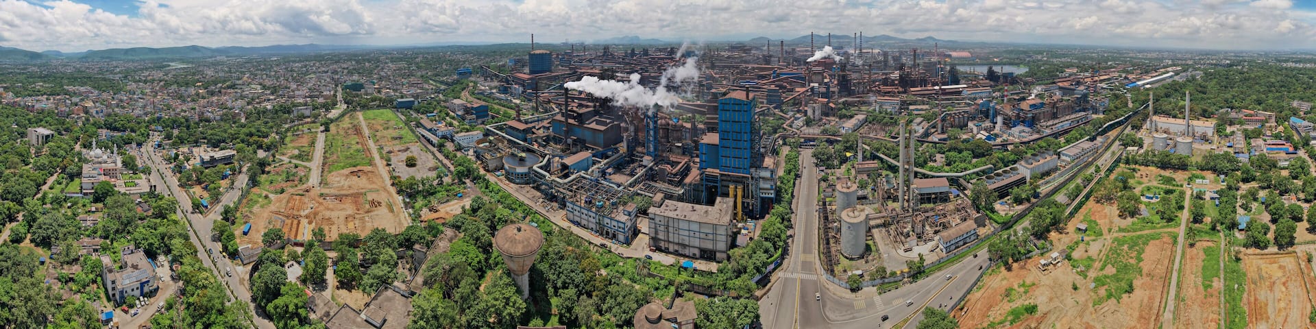 Aerial view of an Industrial city in India