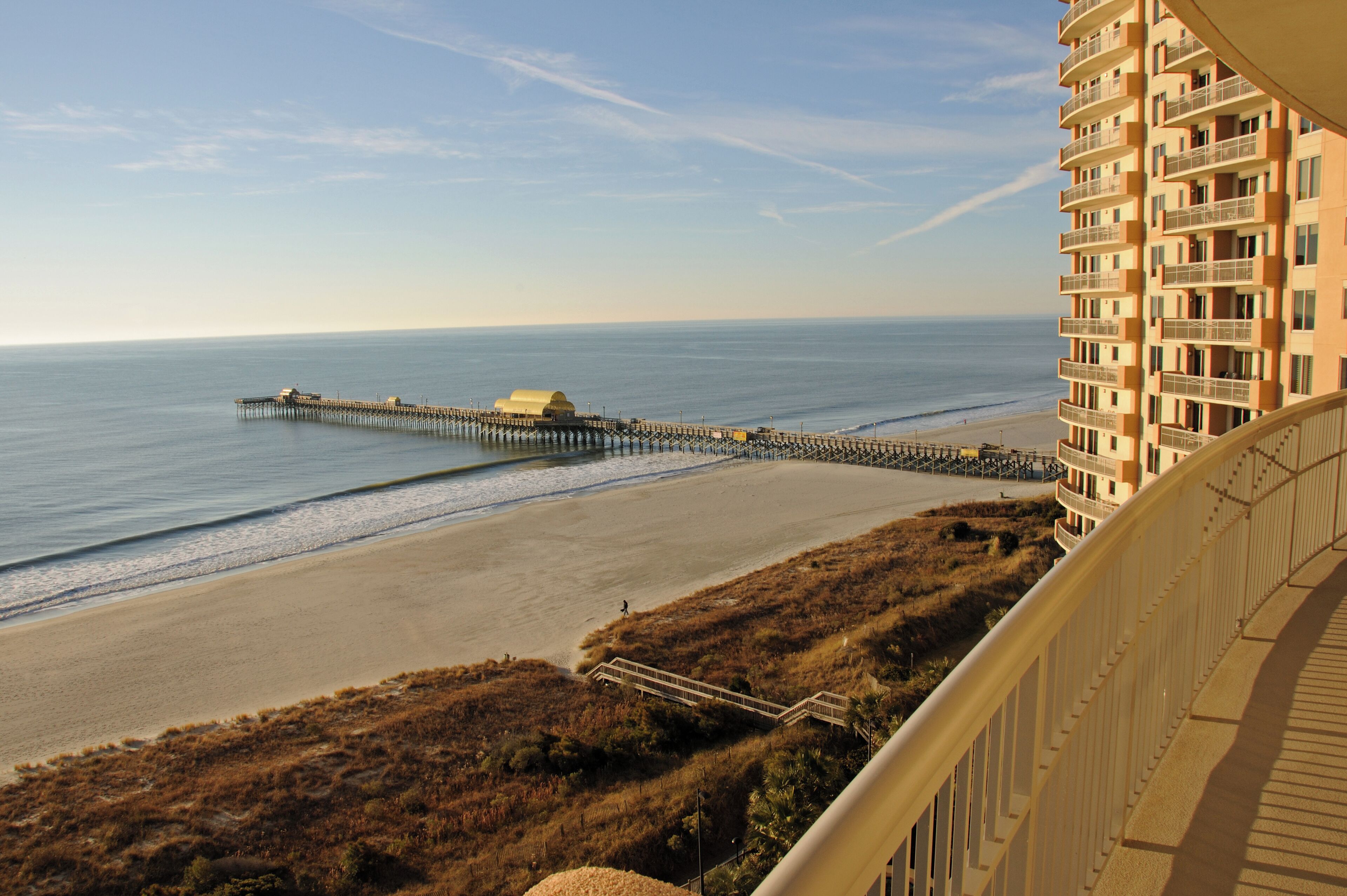 A view of the pier from a hotel balcony
