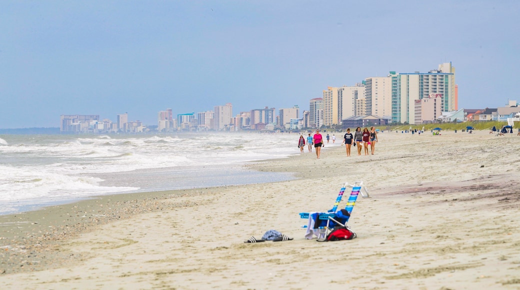 North Myrtle Beach showing a beach, a coastal town and general coastal views