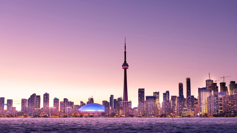 Toronto city skyline at night, Ontario, Canada