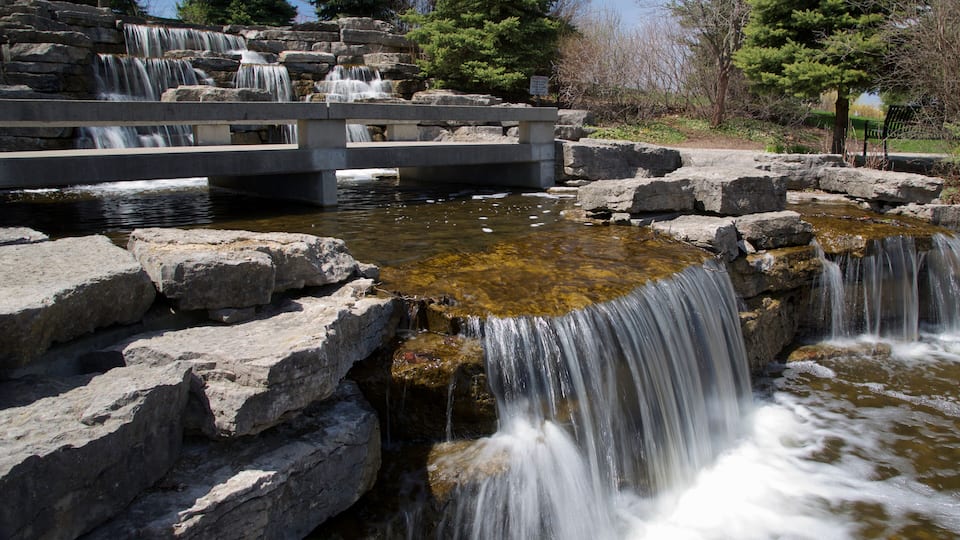 Amazing in nature, the beautiful waterfall at the public park at Richmond Hill, Ontario, Canda