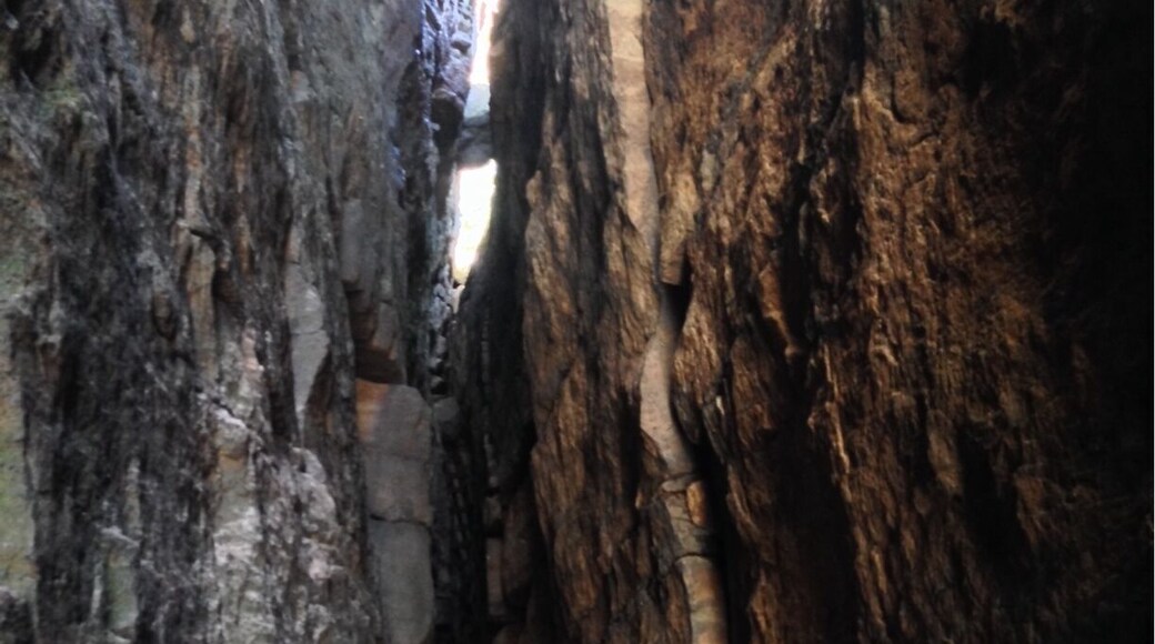 If you look very carefully in the far ground you will see a ladder that's how steep narrow this is