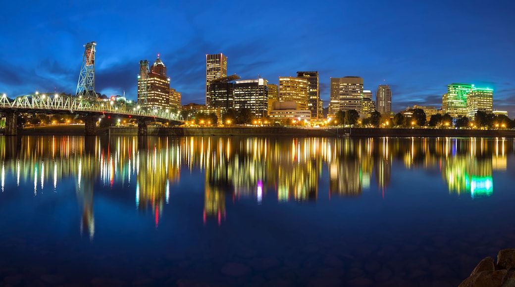 Portland Skyline during Blue Hour Panorama