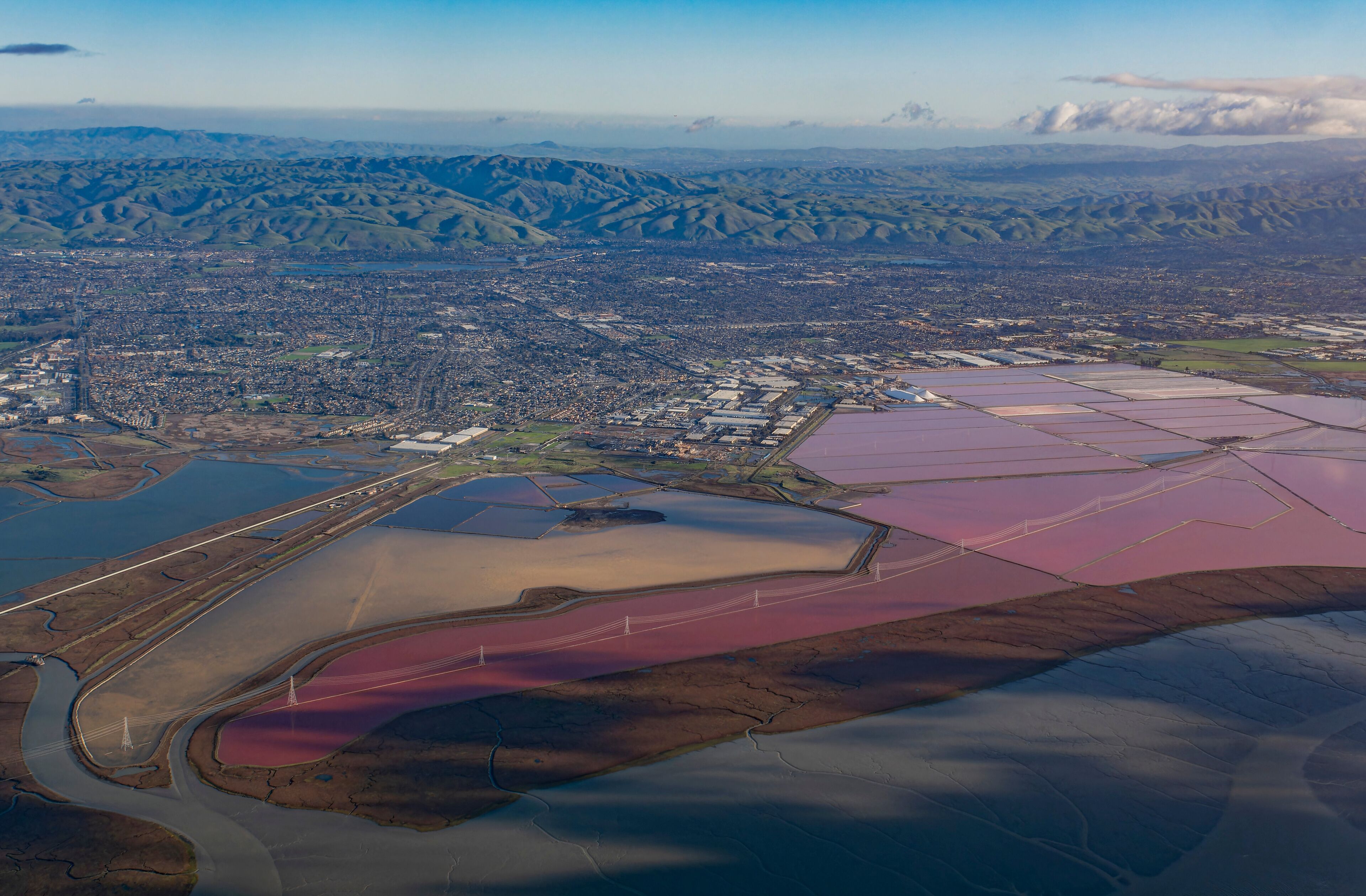 Aerial view of the salt ponds of Newark