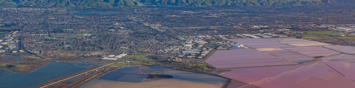 Aerial view of the salt ponds of Newark