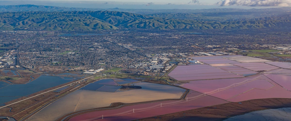 Aerial view of the salt ponds of Newark