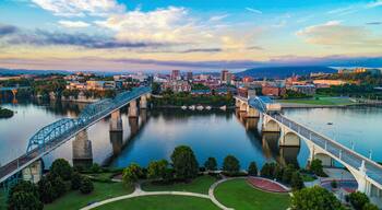 Aerial of Chattanooga Tennessee TN Skyline