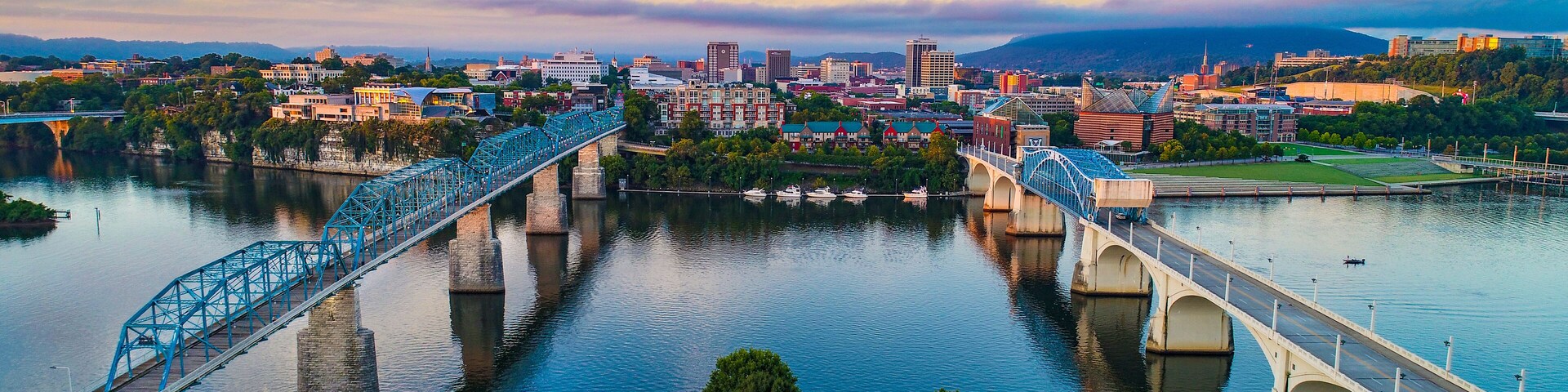 Aerial of Chattanooga Tennessee TN Skyline