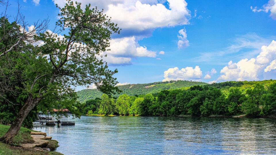 Shot looking down the White River in Rea Valley, Arkansas
