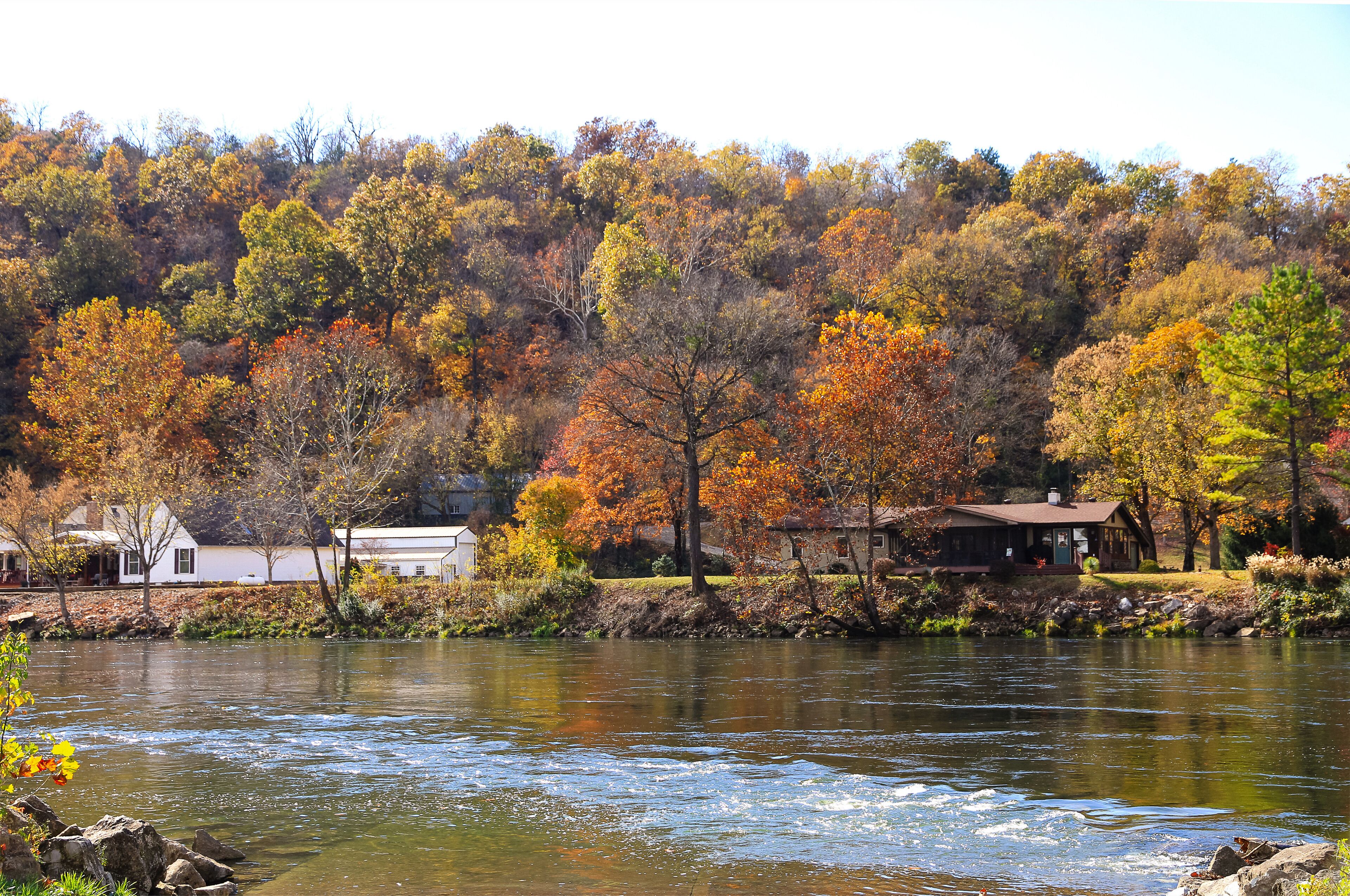 A beautiful fall day on the White River in Cotter, Arkansas 