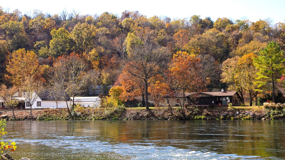 A beautiful fall day on the White River in Cotter, Arkansas
