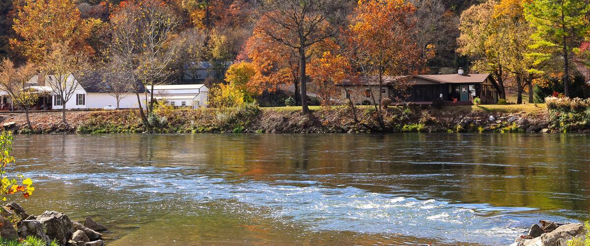 A beautiful fall day on the White River in Cotter, Arkansas