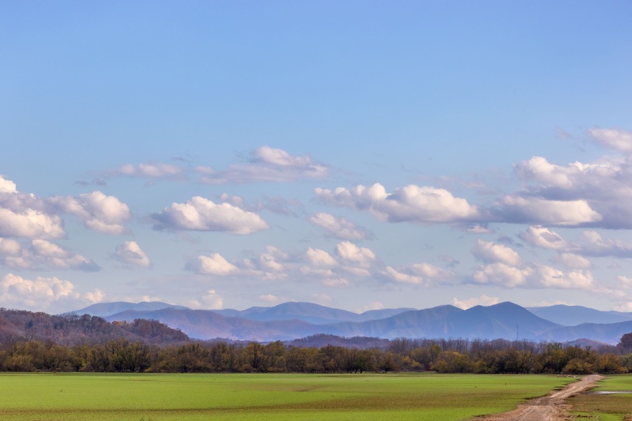 Landscape view in Rankin Bottoms, Newport, Tennessee, USA
