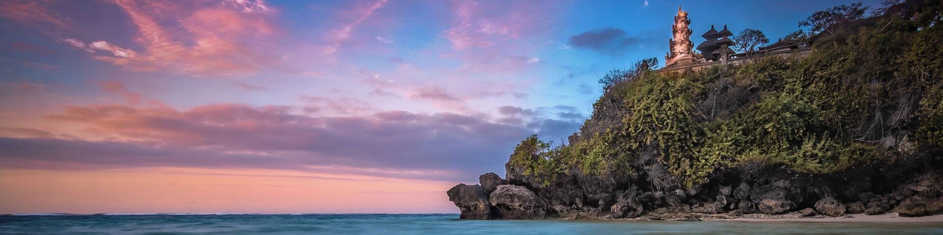 This is a great spot for a sunrise shot. It's next to The Mulia Resort at Nusa Dua, taken from the wharf. The Mulia is a private resort and I think the beach is private, but you can walk along the pathway from the public beach, next to The Mulia. It's only about a 250 metre walk from the public entrance.