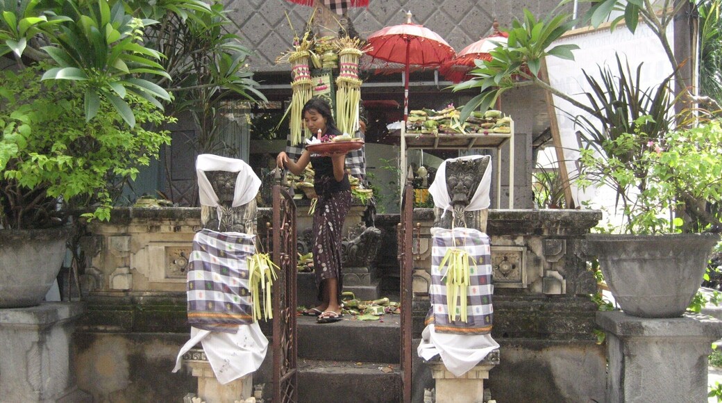 On the island of Bali where the dominant religion is Balinese - Hinduism, every place has its own shrine and you'll see women making the offerings every day. The religion is part of daily life. #island #Hinduism