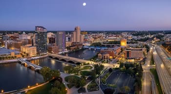 Downtown Grand Rapids aerial view, is second largest metropolitan area in entire Michigan state.