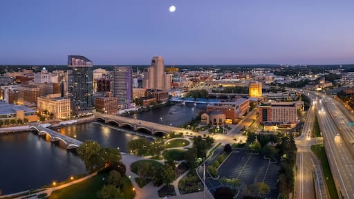 Downtown Grand Rapids aerial view, is second largest metropolitan area in entire Michigan state.