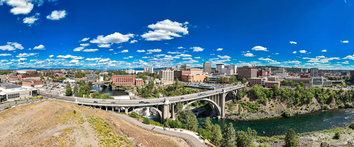 spokane downtown aerial view panorama