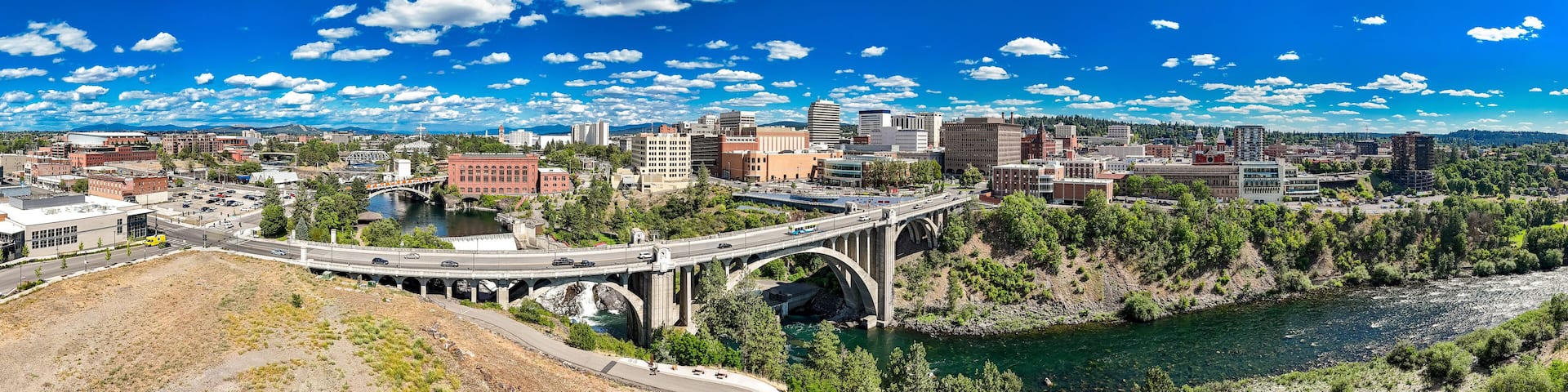 spokane downtown aerial view panorama