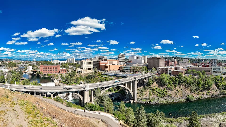 spokane downtown aerial view panorama