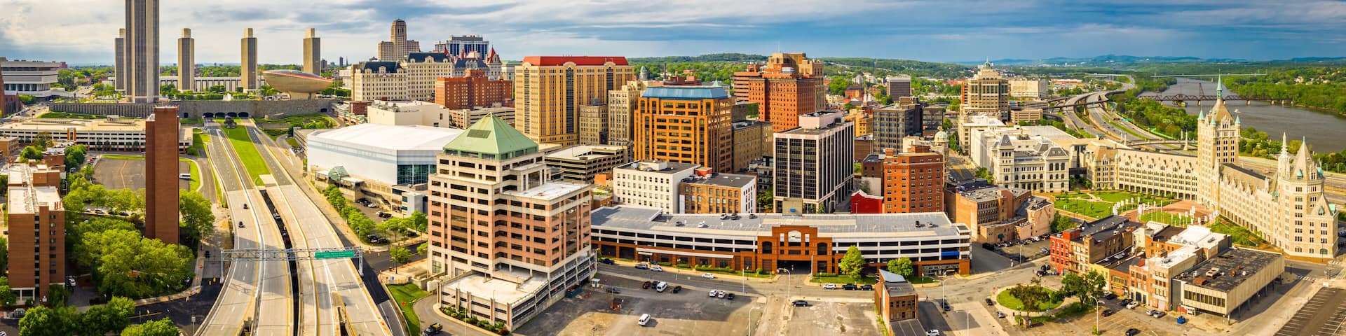 Aerial panorama of Albany, New York downtown. Albany is the capital city of the U.S. state of New York and the county seat of Albany County
